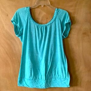Maurices- Mint heather braided neck top with lace back